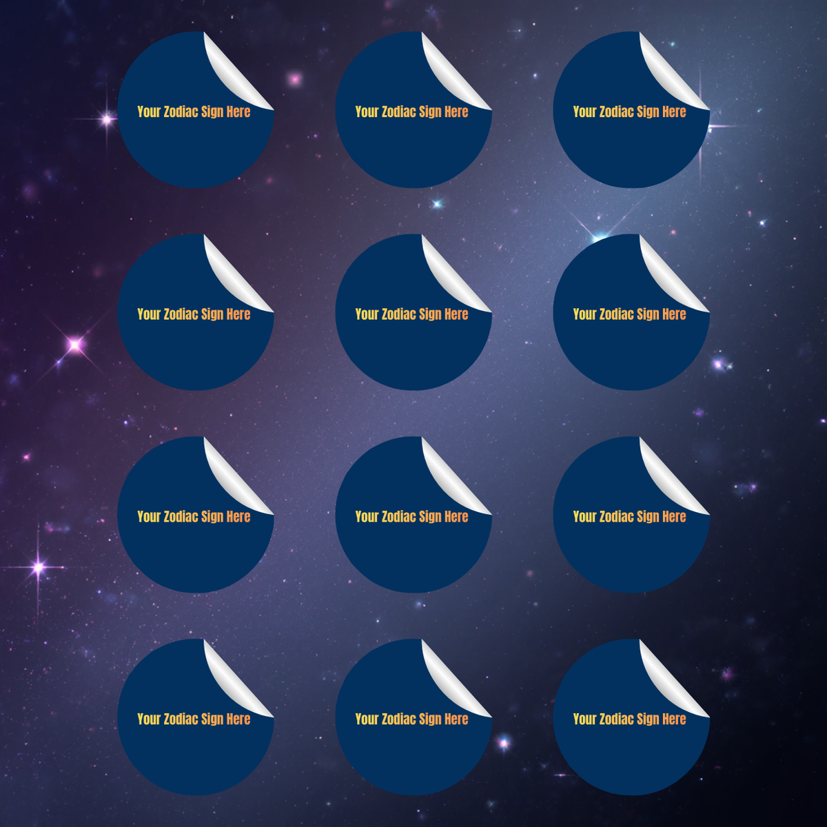 Zodiac Sign Stickers - Small (Sheet of 12)