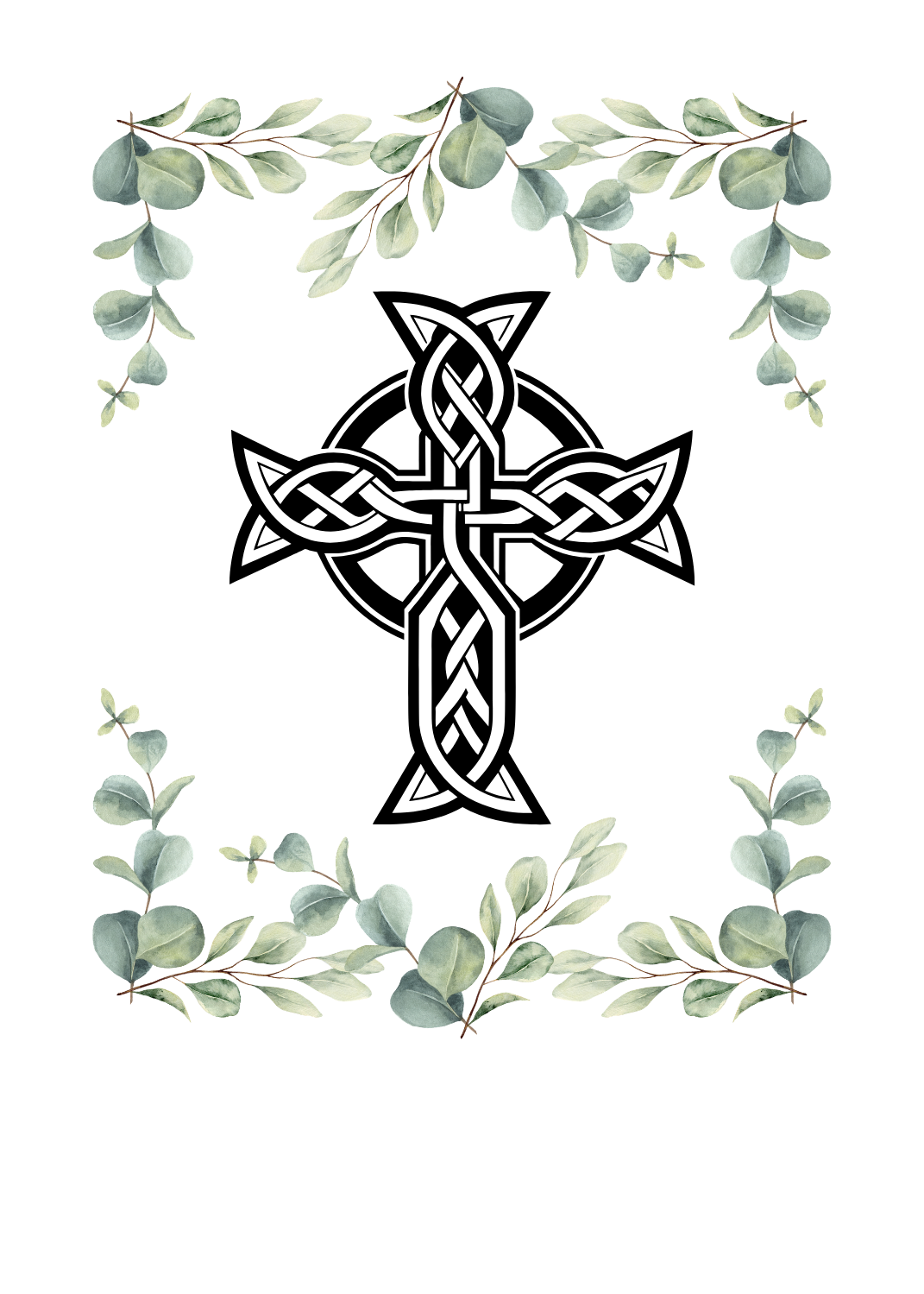 Celtic Cross Leaf Border T-Shirt